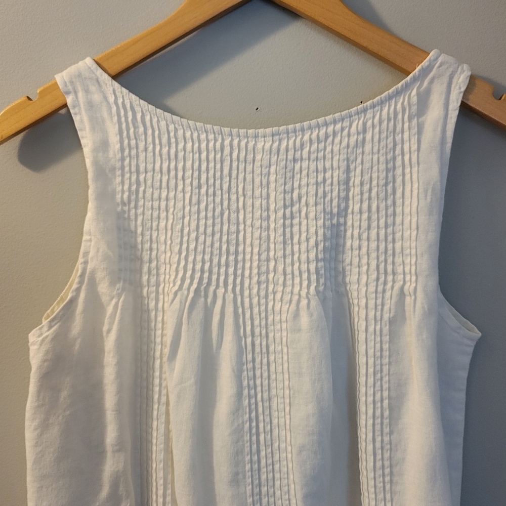 GAP White Sleeveless Pintuck Cotton Shift Dress - Picture 11 of 14